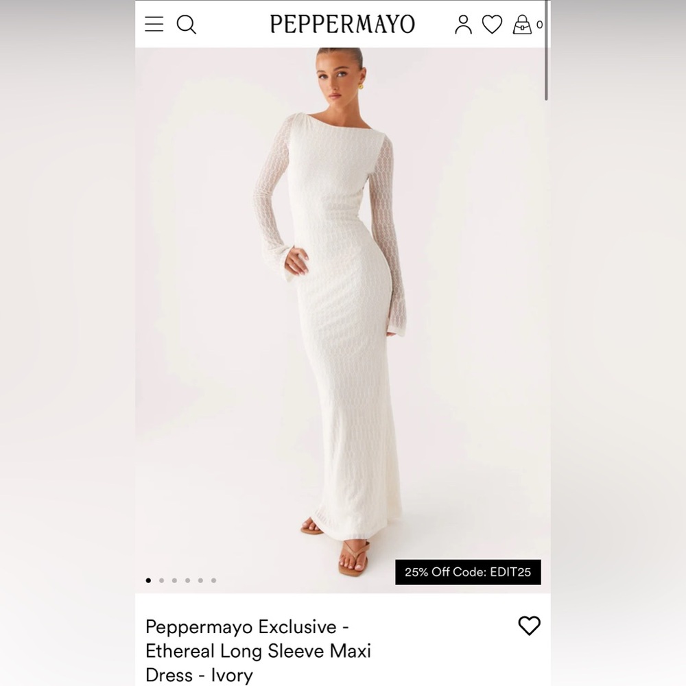 Peppermayo Ethereal Long Sleeve Maxi Dress - Ivory